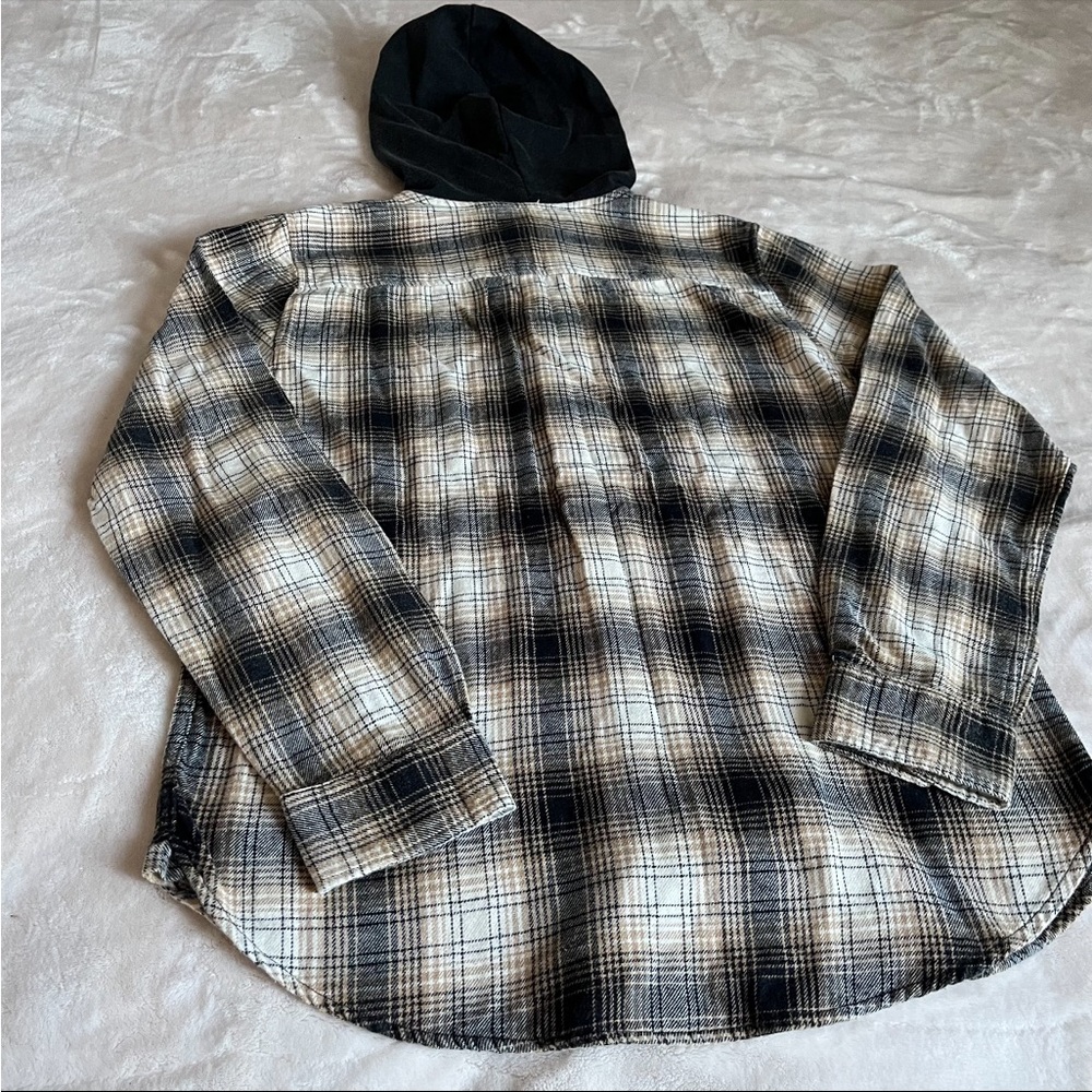 Pacsun Lumber Plaid long sleeve hooded tee shirt - Picture 4 of 9